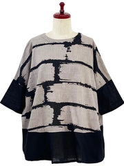MONA LISA by Pure Fit - 263418-BK - Panel Pullover - Brush Brick Print - 263418-BK - BLACK (A)
