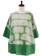 MONA LISA by Pure Fit - Panel Pullover - Brush Brick Print - 263418-GE - GREEN (H)