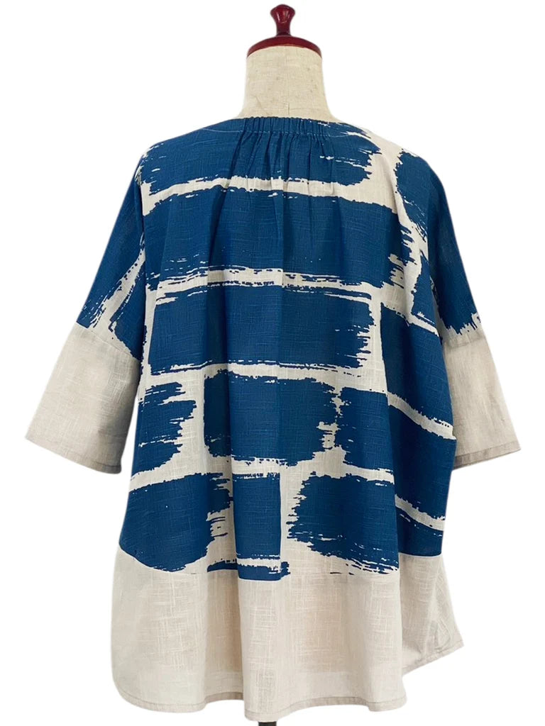 MONA LISA by Pure Fit - Panel Pullover - Brush Brick Print - 263418-LG - LIGHT GREY (B)