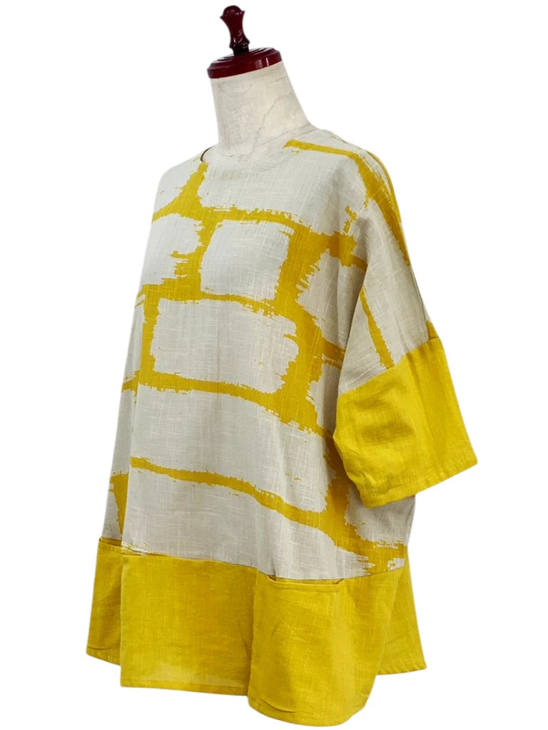 MONA LISA by Pure Fit - Panel Pullover - Brush Brick Print - 263418-MU - MUSTARD (F)