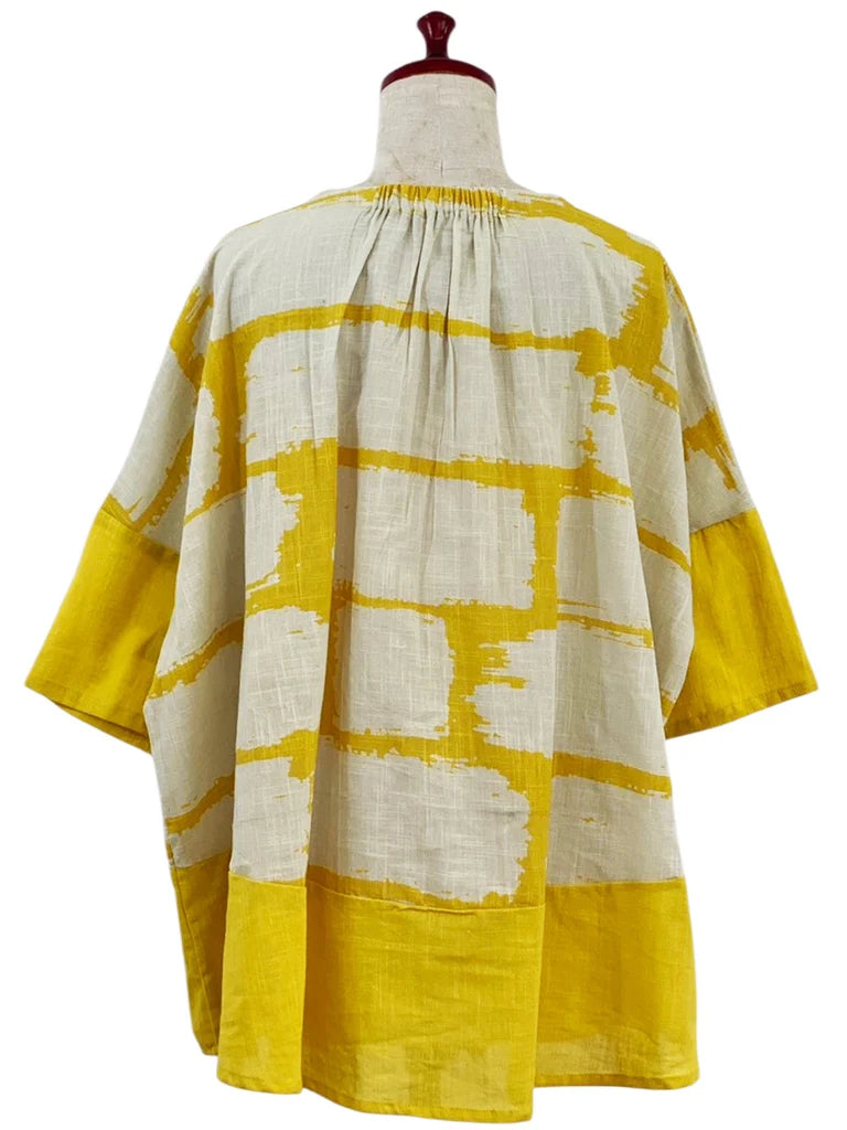 MONA LISA by Pure Fit - Panel Pullover - Brush Brick Print - 263418-MU - MUSTARD (F)
