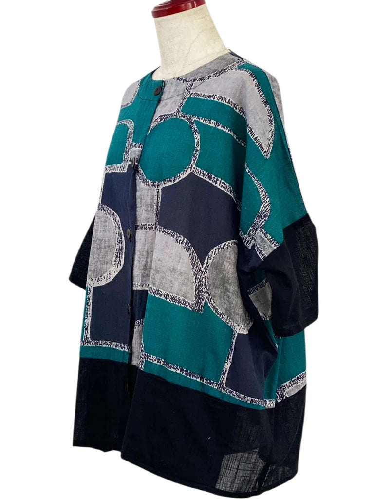 MONA LISA by Pure Fit - Panel Jacket - Modern Geometric Print - 263419-BK - BLACK (A)