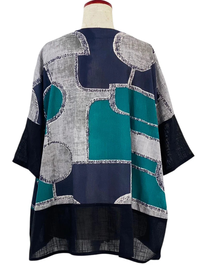 MONA LISA by Pure Fit - Panel Jacket - Modern Geometric Print - 263419-BK - BLACK (A)