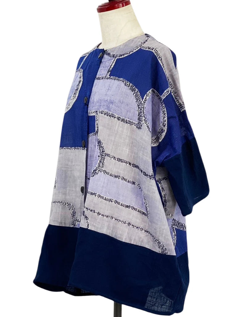 MONA LISA by Pure Fit - Panel Jacket - Modern Geometric Print - 263419-DB - DARK BLUE (C)