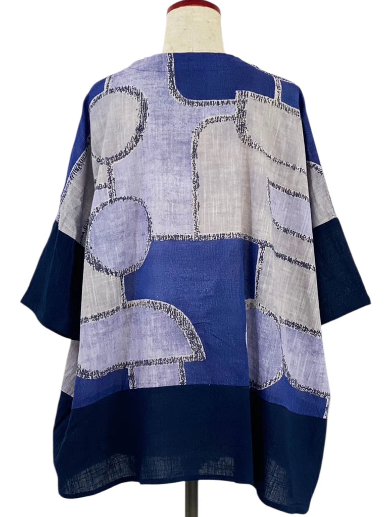 MONA LISA by Pure Fit - Panel Jacket - Modern Geometric Print - 263419-DB - DARK BLUE (C)