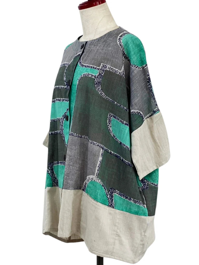 MONA LISA by Pure Fit - Panel Jacket - Modern Geometric Print - 263419-LG - LIGHT GREY (B)