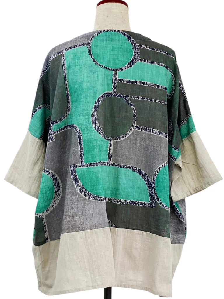 MONA LISA by Pure Fit - Panel Jacket - Modern Geometric Print - 263419-LG - LIGHT GREY (B)
