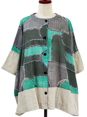 MONA LISA by Pure Fit - Panel Jacket - Modern Geometric Print - 263419-LG - LIGHT GREY (B)