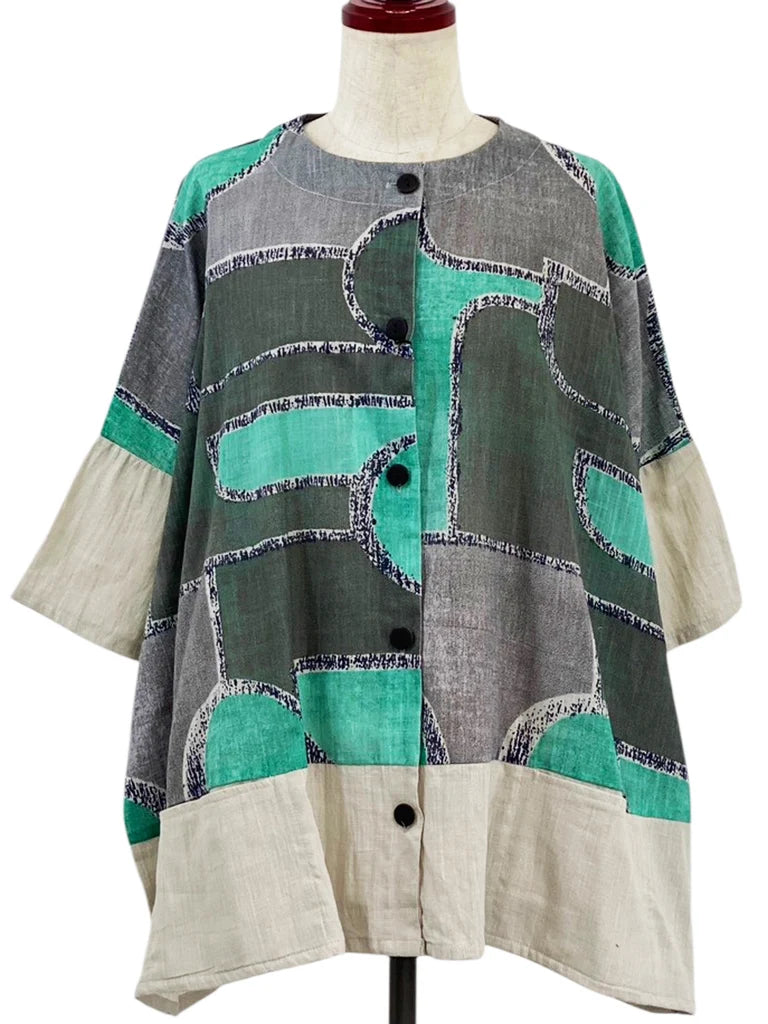 MONA LISA by Pure Fit - Panel Jacket - Modern Geometric Print - 263419-LG - LIGHT GREY (B)