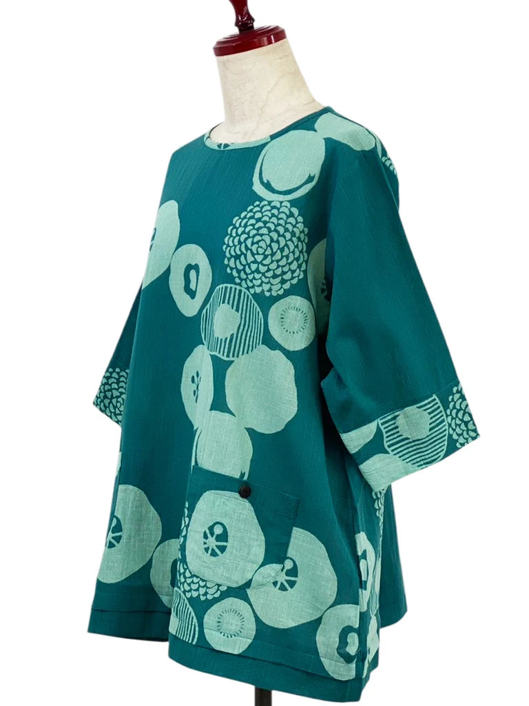 MONA LISA by Pure Fit - Panel Tunic - Kiku Pop Print - 263421-GE - GREEN (H)