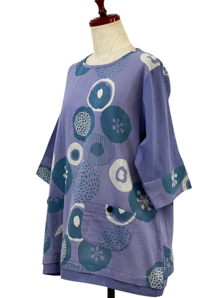 MONA LISA by Pure Fit - Panel Tunic - Kiku Pop Print - 263421-PU - PURPLE (J)