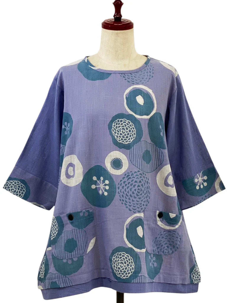 MONA LISA by Pure Fit - Panel Tunic - Kiku Pop Print - 263421-PU - PURPLE (J)