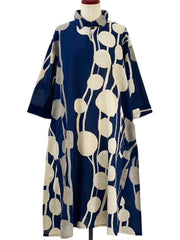 MONA LISA by Pure Fit - Collared Dress - Bead Strands Print - 263425-DB - DARK BLUE (C)