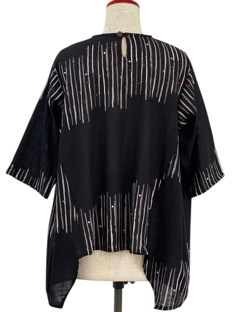 MONA LISA by Pure Fit - 263428-BK - Geometric Flow Pullover - Zen Print - Black (A)