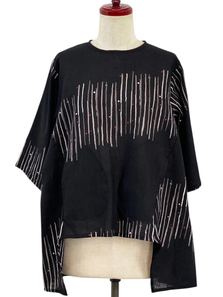 MONA LISA by Pure Fit - 263428-BK - Geometric Flow Pullover - Zen Print - Black (A)