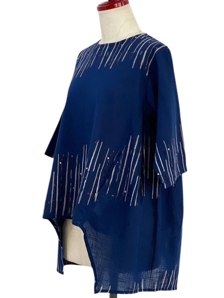 MONA LISA by Pure Fit - 263428-DB - Geometric Flow Pullover - Zen Print - Dark Blue (C)