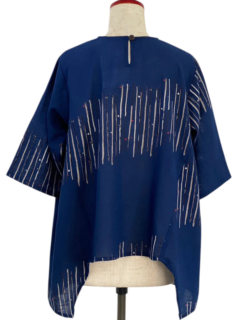 MONA LISA by Pure Fit - 263428-DB - Geometric Flow Pullover - Zen Print - Dark Blue (C)