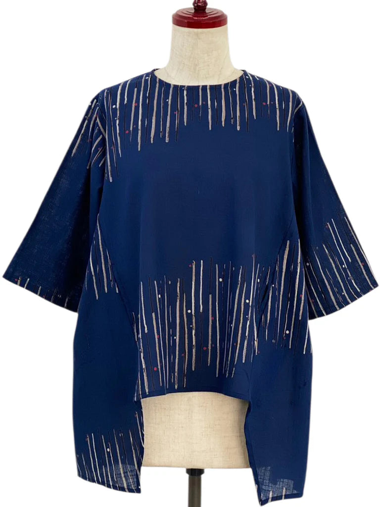 MONA LISA by Pure Fit - 263428-DB - Geometric Flow Pullover - Zen Print - Dark Blue (C)
