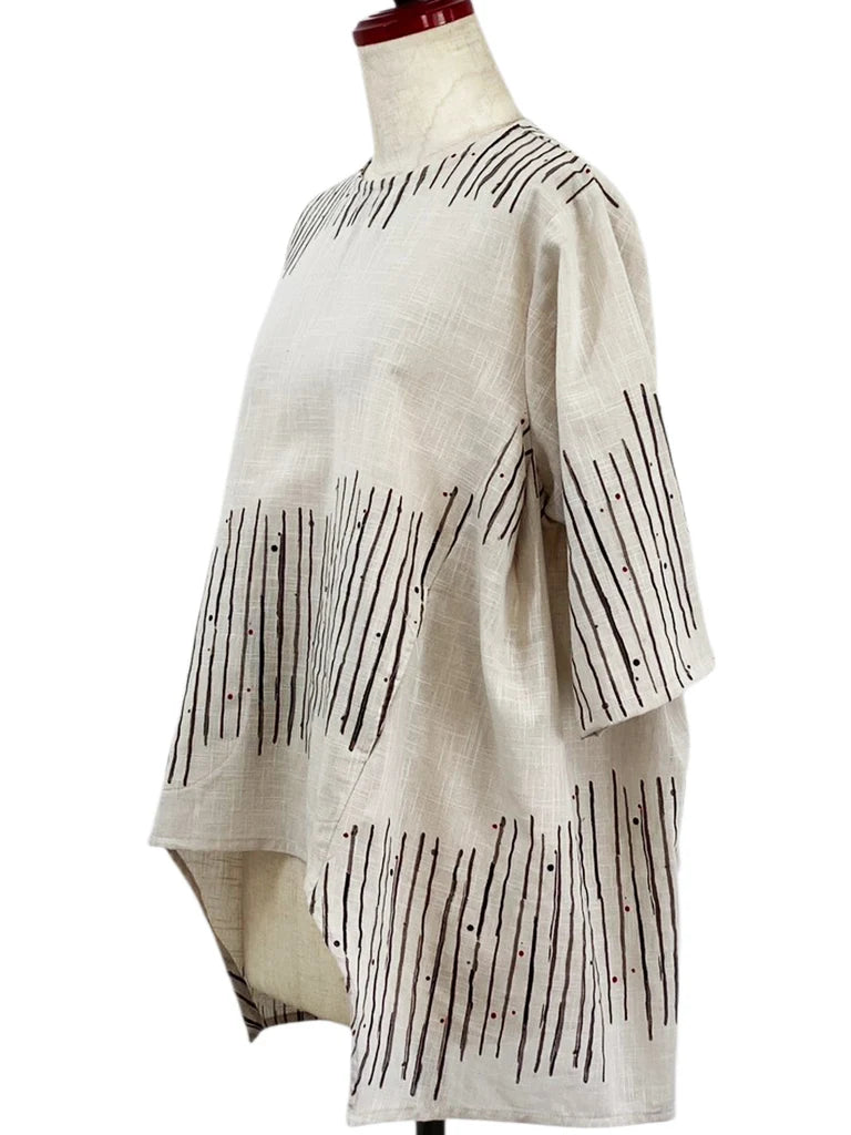 MONA LISA by Pure Fit - Geometric Flow Pullover - Zen Print - 263428-LG - LIGHT GREY (B)