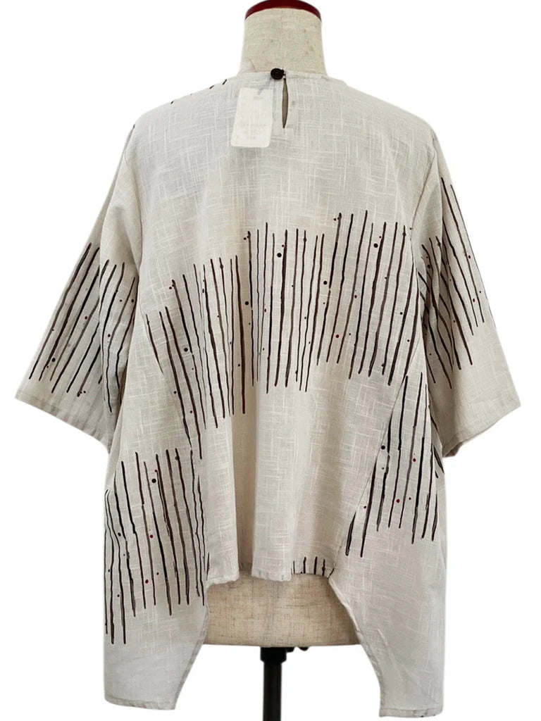 MONA LISA by Pure Fit - Geometric Flow Pullover - Zen Print - 263428-LG - LIGHT GREY (B)