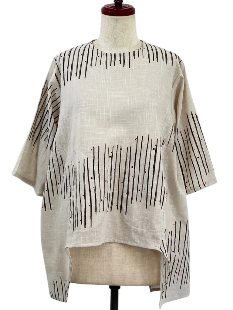 MONA LISA by Pure Fit - Geometric Flow Pullover - Zen Print - 263428-LG - LIGHT GREY (B)