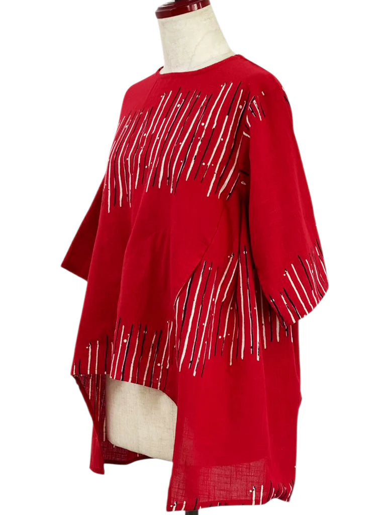 MONA LISA by Pure Fit - 263428-RE - Geometric Flow Pullover - Zen Print - Red (E)
