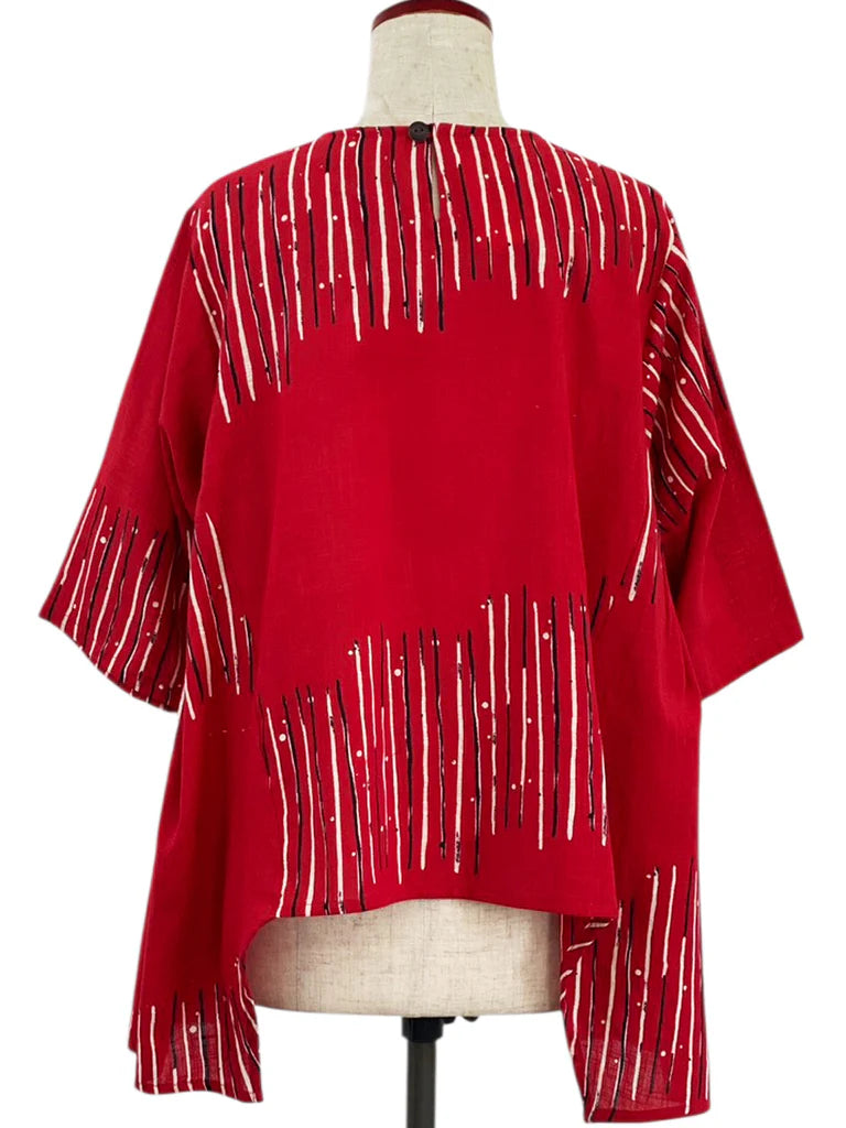 MONA LISA by Pure Fit - 263428-RE - Geometric Flow Pullover - Zen Print - Red (E)
