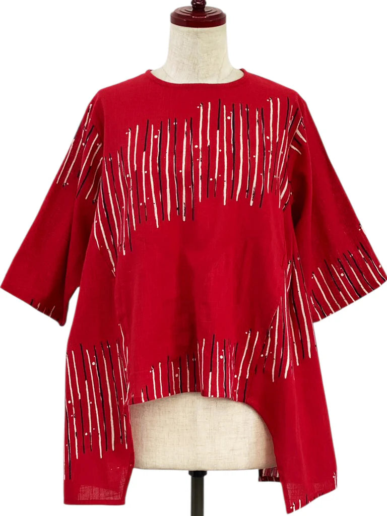 MONA LISA by Pure Fit - 263428-RE - Geometric Flow Pullover - Zen Print - Red (E)