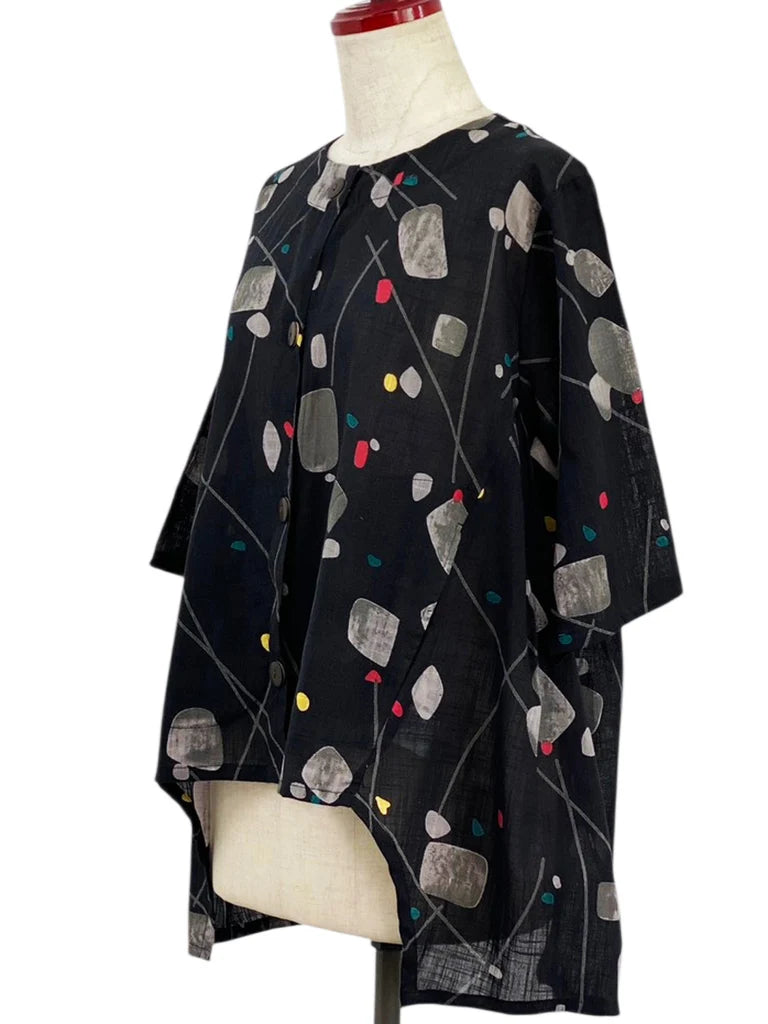 MONA LISA by Pure Fit - Geometric Flow Jacket - Abstract Print - 263429-BK - BLACK (A)