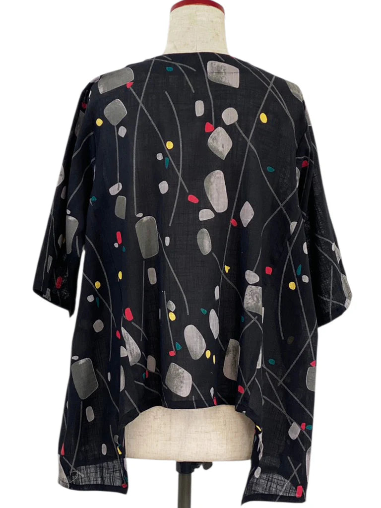 MONA LISA by Pure Fit - 263429-BK - Geometric Flow Jacket - Abstract Print - Black (A)