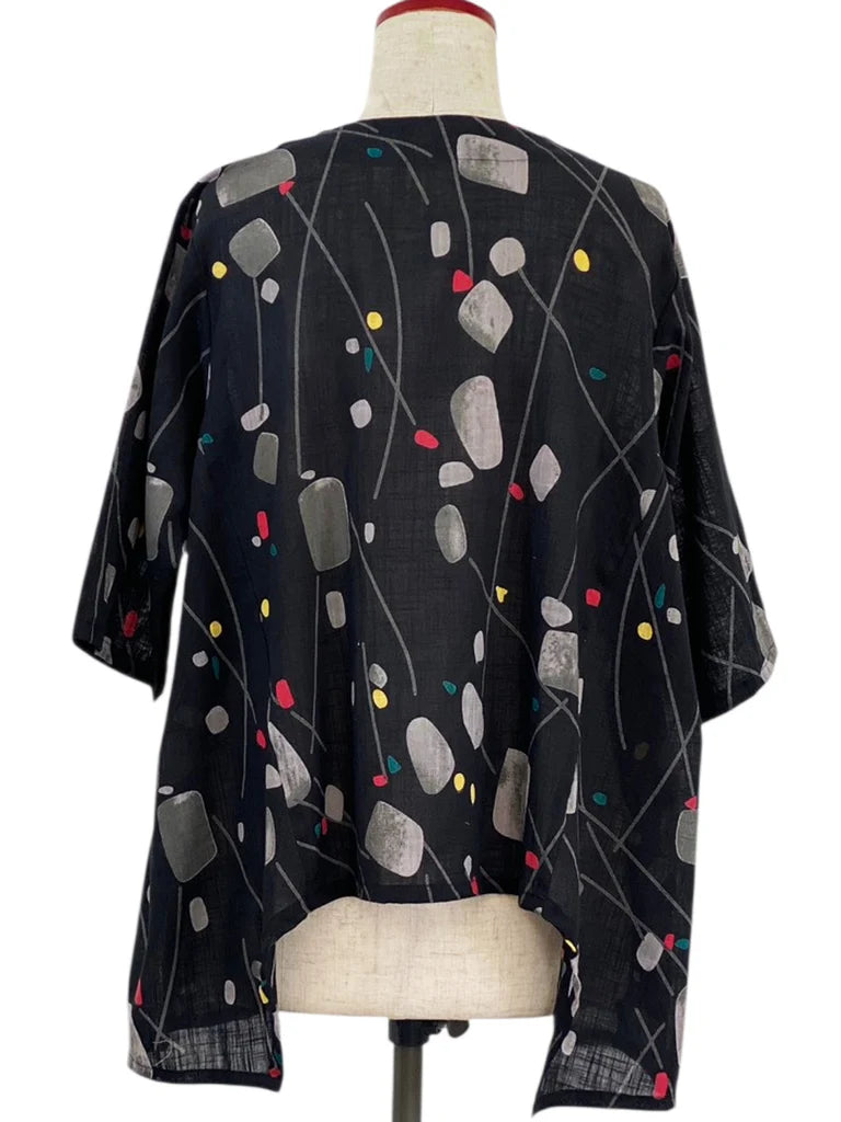 MONA LISA by Pure Fit - Geometric Flow Jacket - Abstract Print - 263429-BK - BLACK (A)