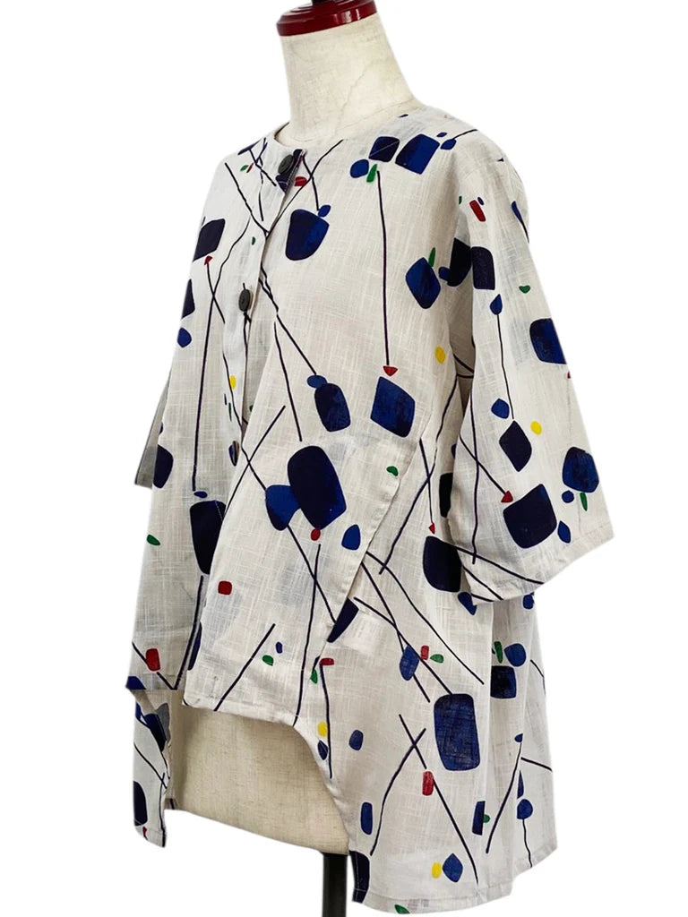 MONA LISA by Pure Fit - 263429-LG - Geometric Flow Jacket - Abstract Print - Light Grey (B)
