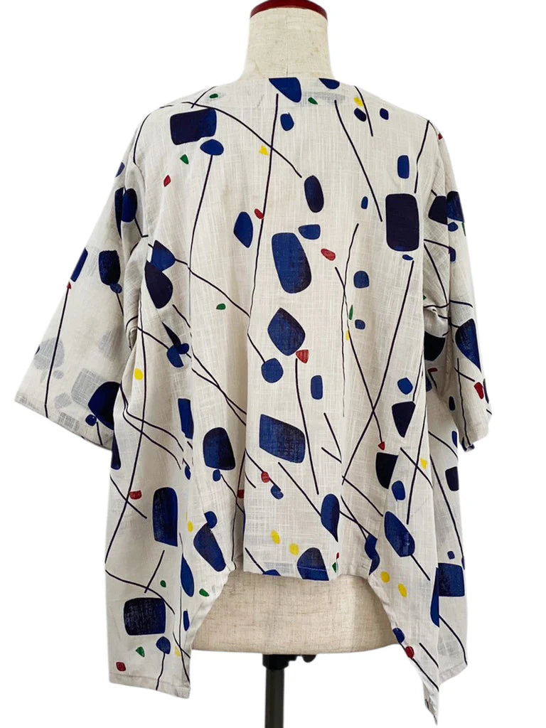 MONA LISA by Pure Fit - 263429-LG - Geometric Flow Jacket - Abstract Print - Light Grey (B)