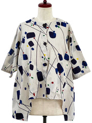 MONA LISA by Pure Fit - 263429-LG - Geometric Flow Jacket - Abstract Print - Light Grey (B)