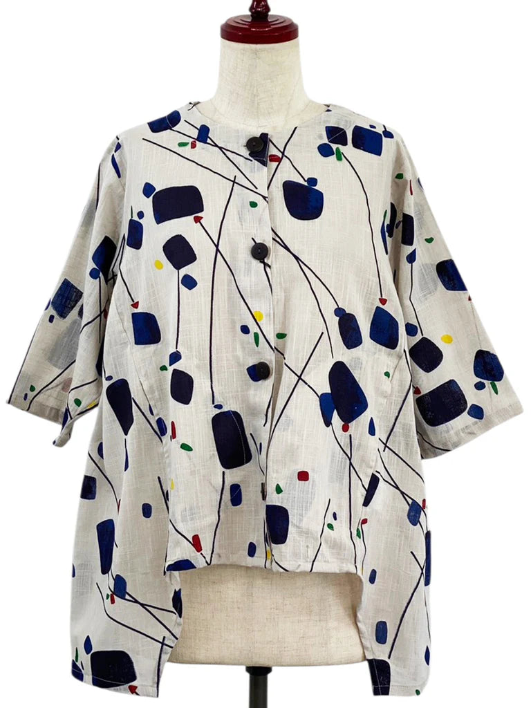 MONA LISA by Pure Fit - 263429-LG - Geometric Flow Jacket - Abstract Print - Light Grey (B)