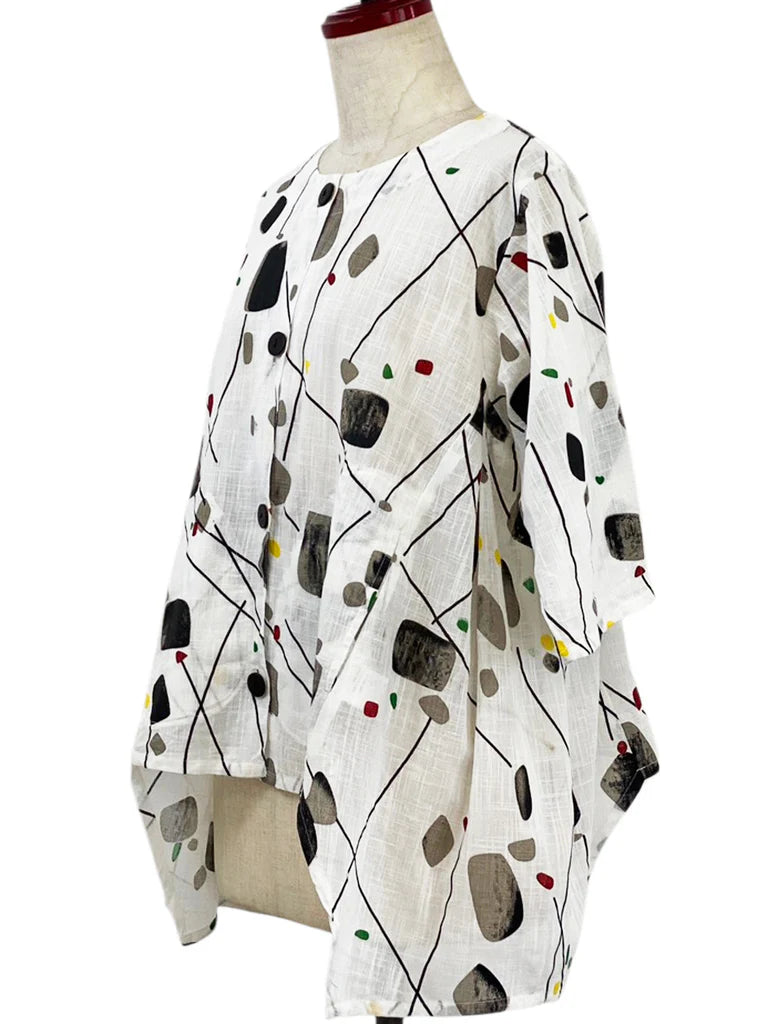 MONA LISA by Pure Fit - 263429-NT - Geometric Flow Jacket - Abstract Print - Natural (G)