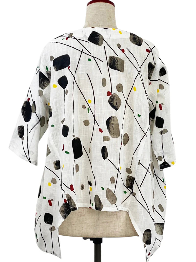 MONA LISA by Pure Fit - 263429-NT - Geometric Flow Jacket - Abstract Print - Natural (G)