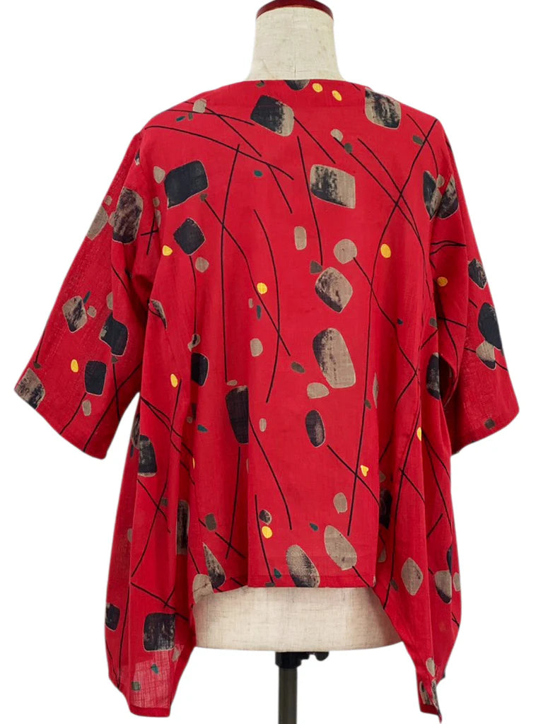 MONA LISA by Pure Fit - 263429-RE - Geometric Flow Jacket - Abstract Print - Red (E)