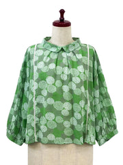 MONA LISA by Pure Fit - Back Button Crop Top - Dahlia Print - 263430-GE - GREEN (H)