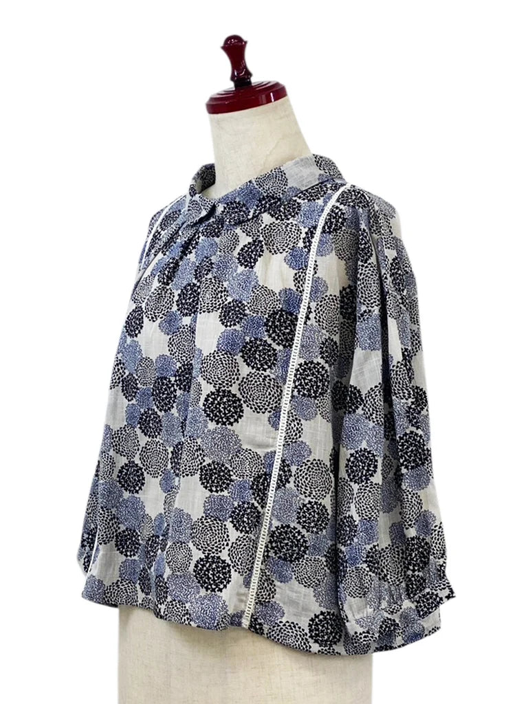 MONA LISA by Pure Fit - Back Button Crop Top - Dahlia Print - 263430-LG - LIGHT GREY (B)