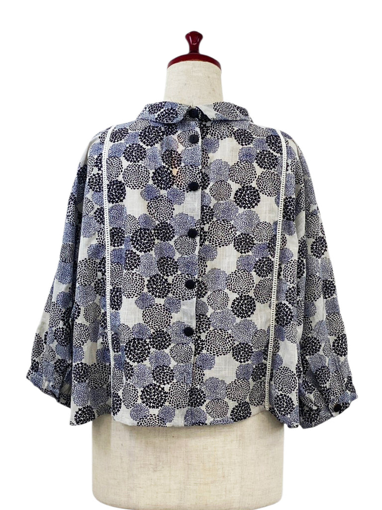 MONA LISA by Pure Fit - Back Button Crop Top - Dahlia Print - 263430-LG - LIGHT GREY (B)