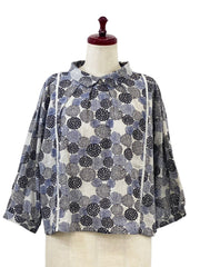 MONA LISA by Pure Fit - Back Button Crop Top - Dahlia Print - 263430-LG - LIGHT GREY (B)