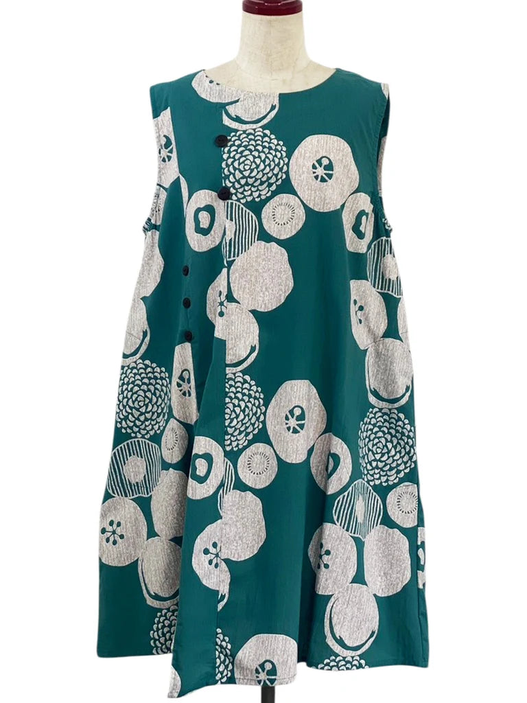 MONA LISA by Pure Fit - Button Accent Jumper - Kiku Pop Print - 263434-GE - GREEN (H)