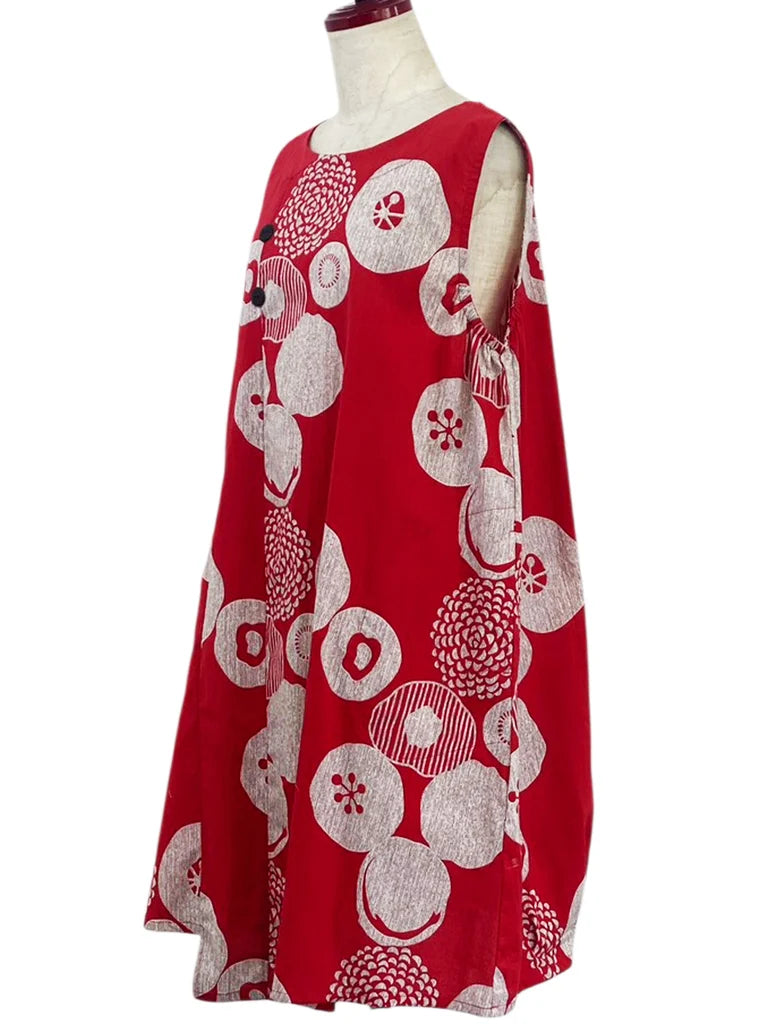 MONA LISA by Pure Fit - Button Accent Jumper - Kiku Pop Print - 263434-RE - RED (E)