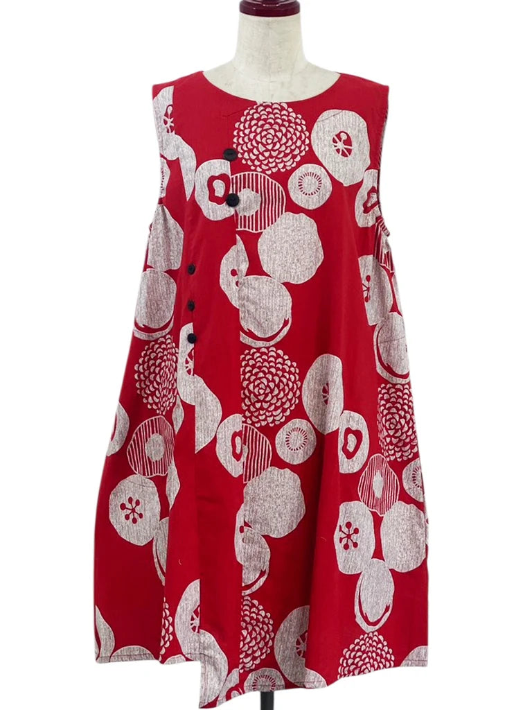 MONA LISA by Pure Fit - Button Accent Jumper - Kiku Pop Print - 263434-RE - RED (E)