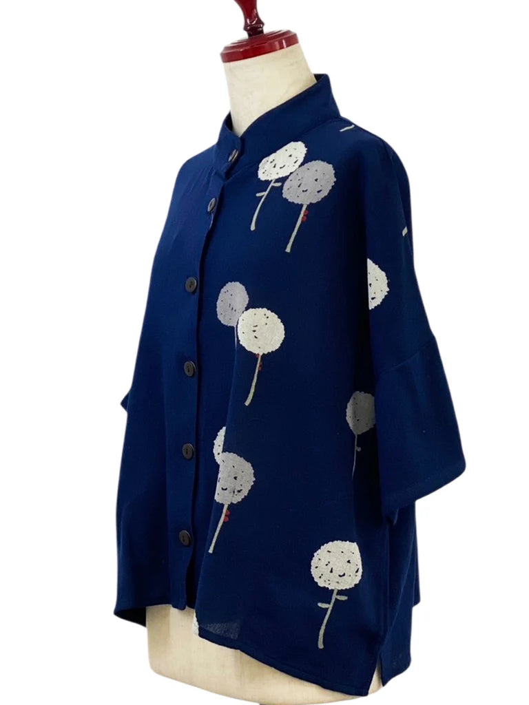 MONA LISA by Pure Fit - Crop Panel Jacket - Dandelion Print - 263436-DB - DARK BLUE (C)