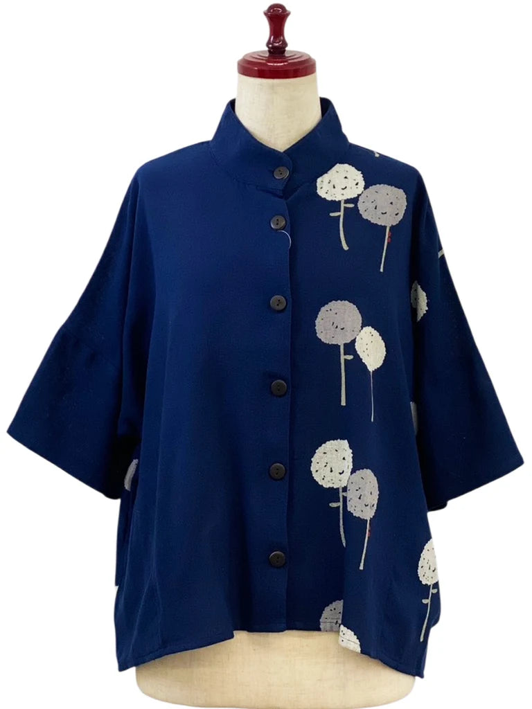 MONA LISA by Pure Fit - Crop Panel Jacket - Dandelion Print - 263436-DB - DARK BLUE (C)