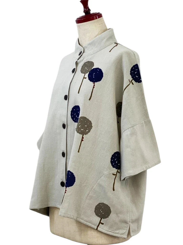 MONA LISA by Pure Fit - Crop Panel Jacket - Dandelion Print - 263436-LG - LIGHT GREY (B)