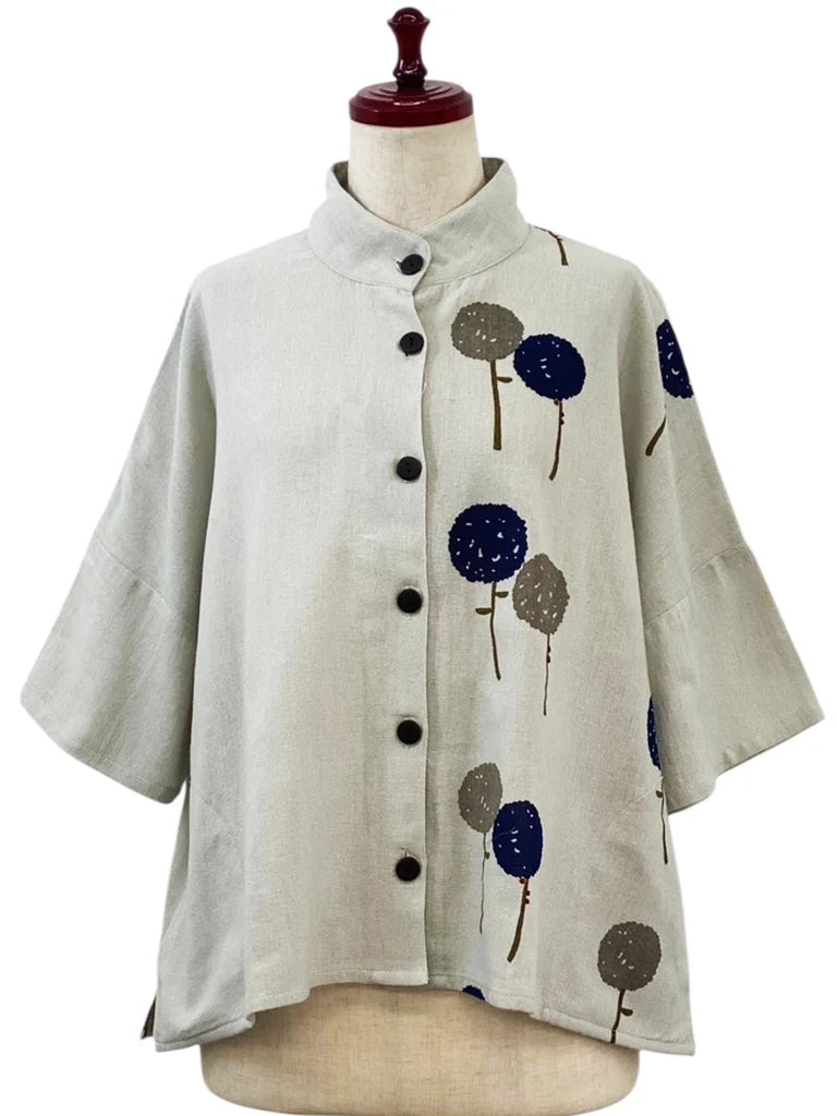 MONA LISA by Pure Fit - Crop Panel Jacket - Dandelion Print - 263436-LG - LIGHT GREY (B)
