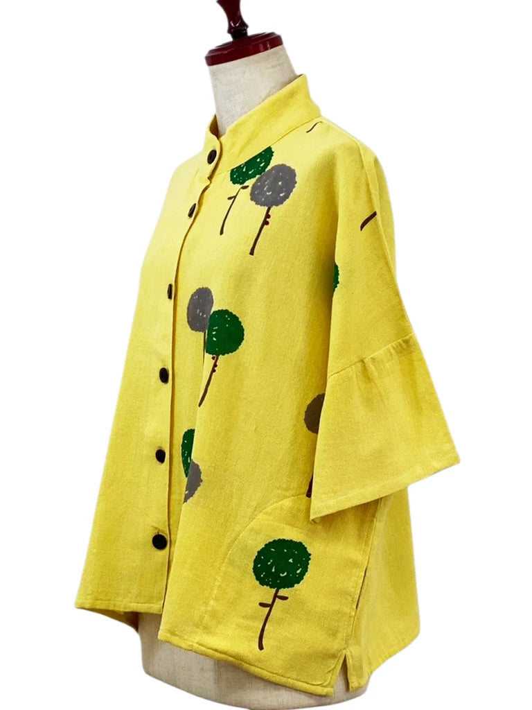 MONA LISA by Pure Fit - Crop Panel Jacket - Dandelion Print - 263436-MU - MUSTARD (F)